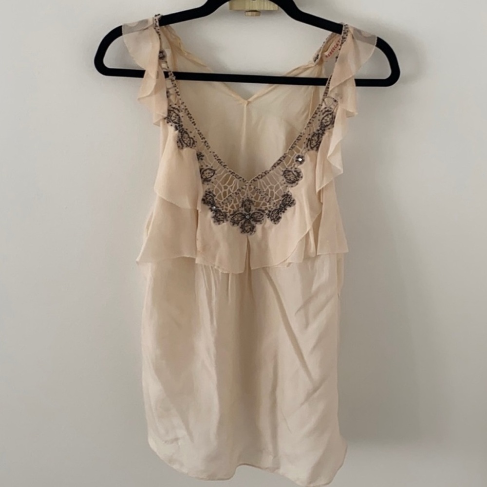 Rebecca Taylor Embellished Silk Beaded Blouse Size 4